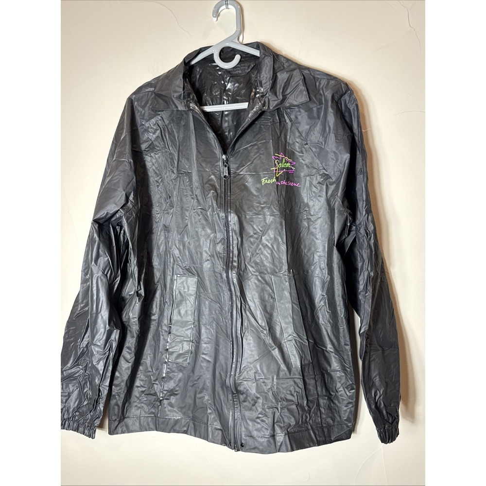 Vintage SALEM‎ Fresh On The Scene Rain Windbreaker Zip Jacket PVC